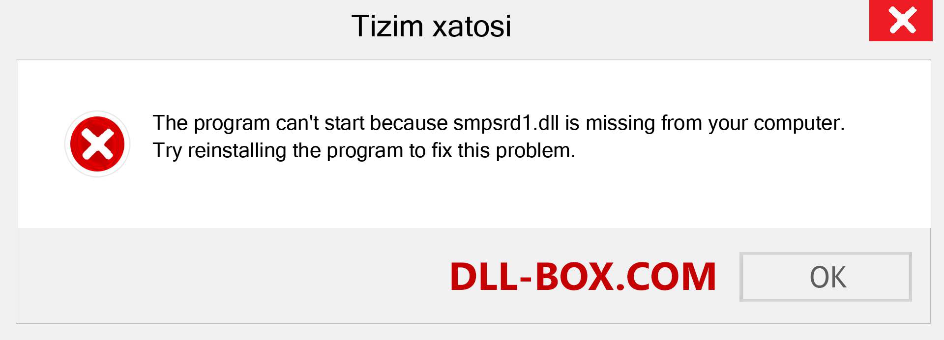 smpsrd1.dll fayli yo'qolganmi?. Windows 7, 8, 10 uchun yuklab olish - Windowsda smpsrd1 dll etishmayotgan xatoni tuzating, rasmlar, rasmlar